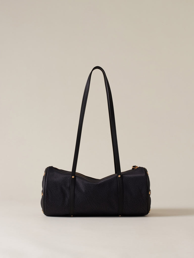 Borsa a spalla in Tessuto riciclato Op e Pelle - VIS A VIS BAULETTO MEDIUM - Borbonese