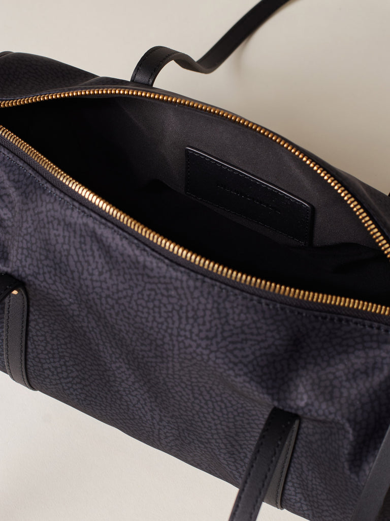 Borsa a spalla in Tessuto riciclato Op e Pelle - VIS A VIS BAULETTO MEDIUM - Borbonese