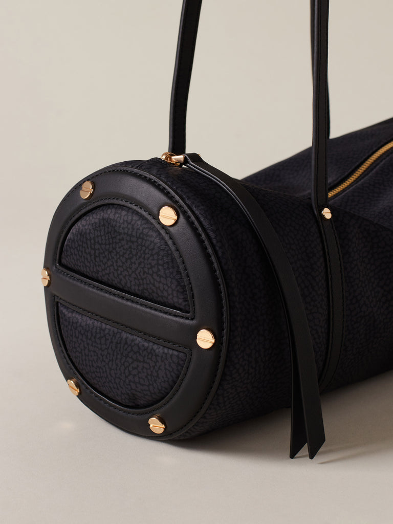 Borsa a spalla in Tessuto riciclato Op e Pelle - VIS A VIS BAULETTO MEDIUM - Borbonese