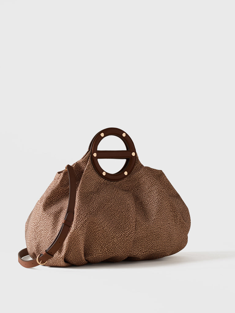 Borsa a mano in Tessuto riciclato Op e Pelle - VIS A VIS BAULETTO MEDIUM - Borbonese