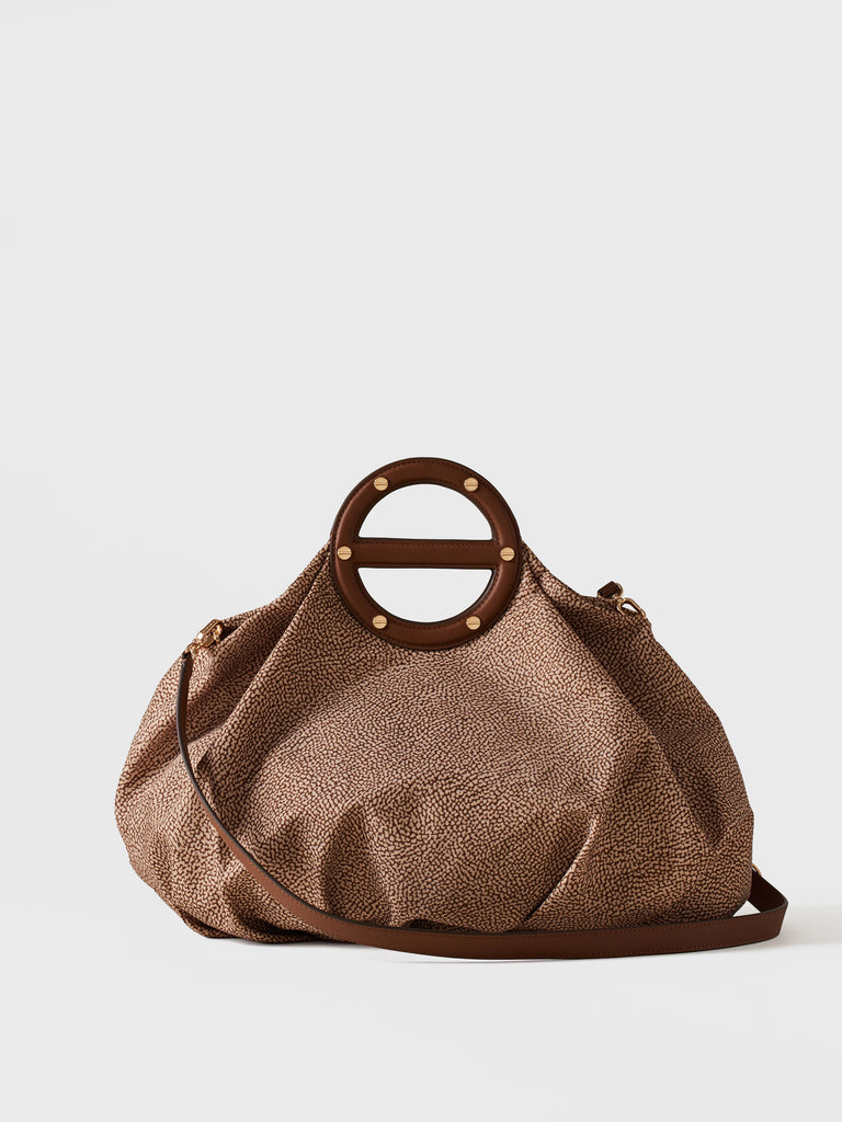 Borsa a mano in Tessuto riciclato Op e Pelle - VIS A VIS BAULETTO MEDIUM - Borbonese
