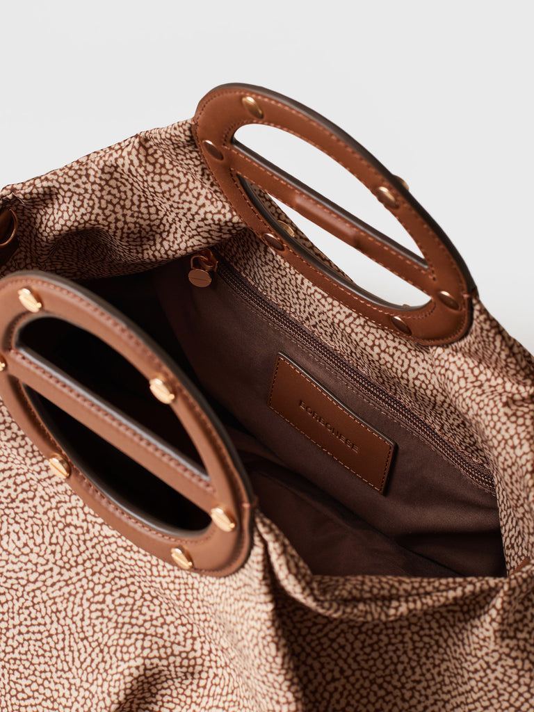 Borsa a mano in Tessuto riciclato Op e Pelle - VIS A VIS BAULETTO MEDIUM - Borbonese