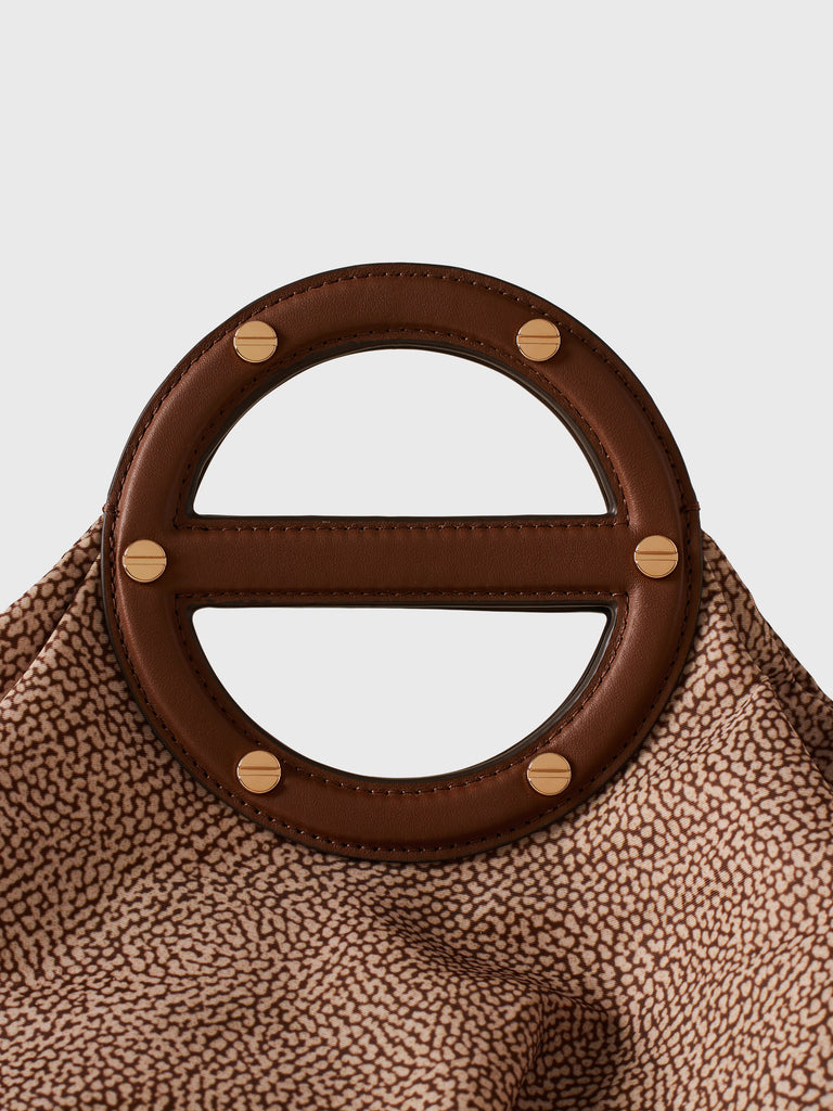 Borsa a mano in Tessuto riciclato Op e Pelle - VIS A VIS BAULETTO MEDIUM - Borbonese