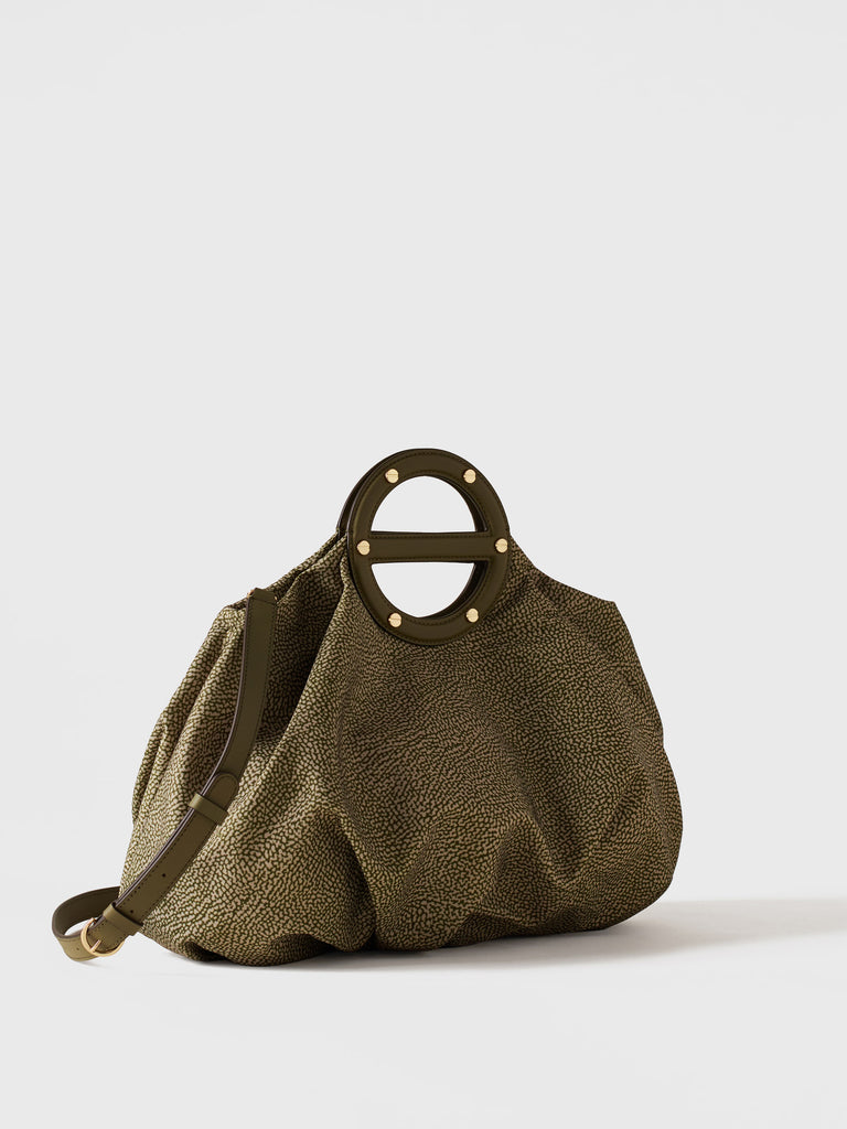 Borsa a mano in Tessuto riciclato Op e Pelle - VIS A VIS BAULETTO MEDIUM - Borbonese