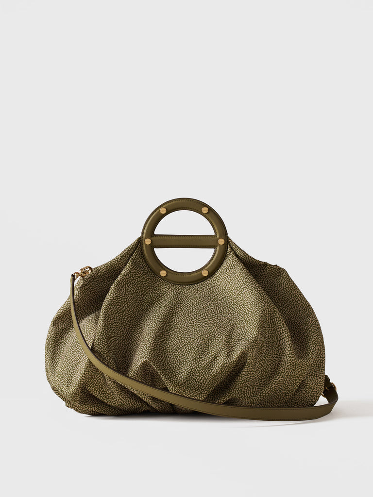 Borsa a mano in Tessuto riciclato Op e Pelle - VIS A VIS BAULETTO MEDIUM - Borbonese