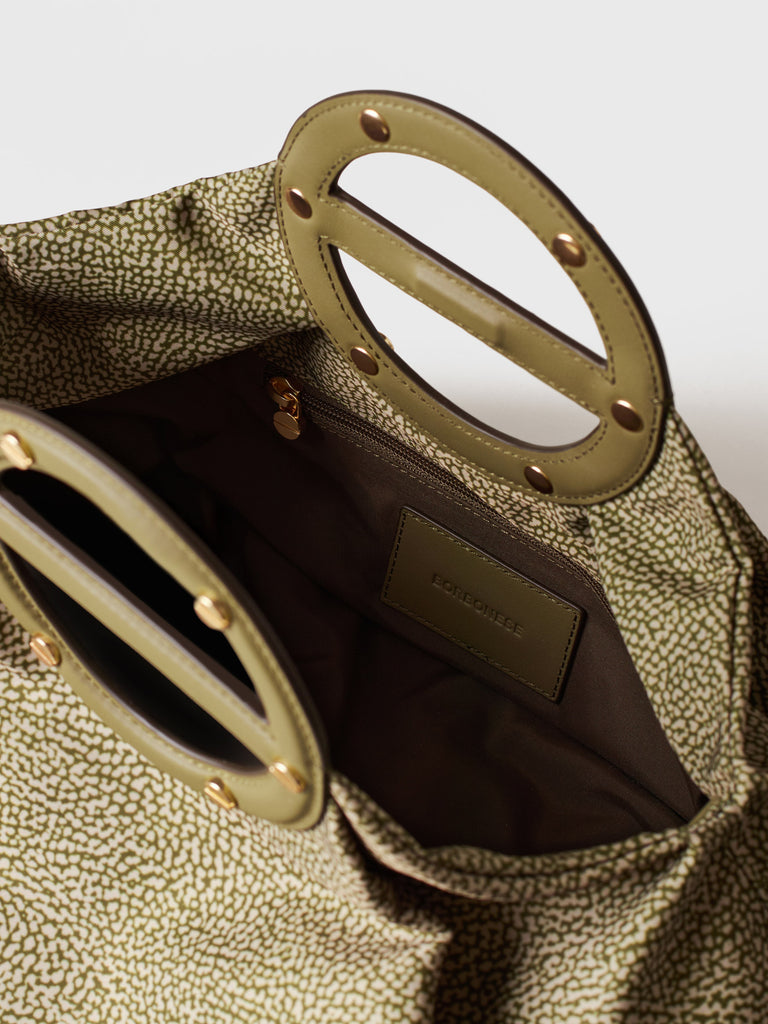 Borsa a mano in Tessuto riciclato Op e Pelle - VIS A VIS BAULETTO MEDIUM - Borbonese