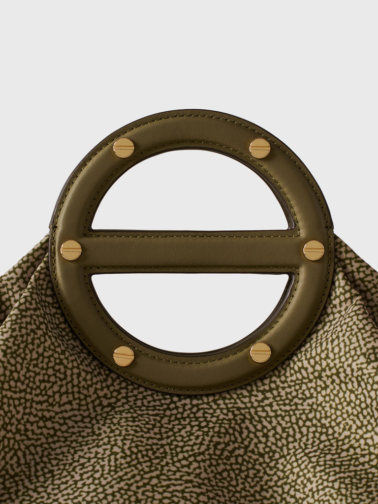 Borsa a mano in Tessuto riciclato Op e Pelle - VIS A VIS BAULETTO MEDIUM - Borbonese