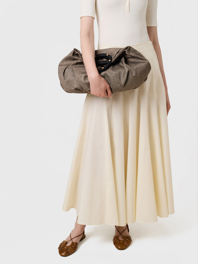 Borsa a mano in Tessuto riciclato Op e Pelle - VIS A VIS BAULETTO MEDIUM - Borbonese