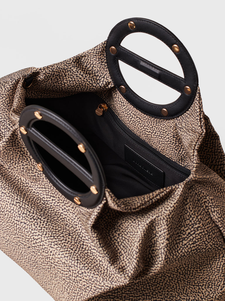 Borsa a mano in Tessuto riciclato Op e Pelle - VIS A VIS BAULETTO MEDIUM - Borbonese