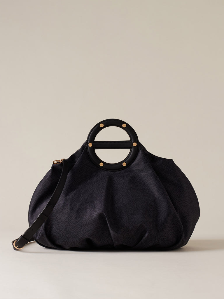 Borsa a mano in Tessuto riciclato Op e Pelle - VIS A VIS BAULETTO MEDIUM - Borbonese