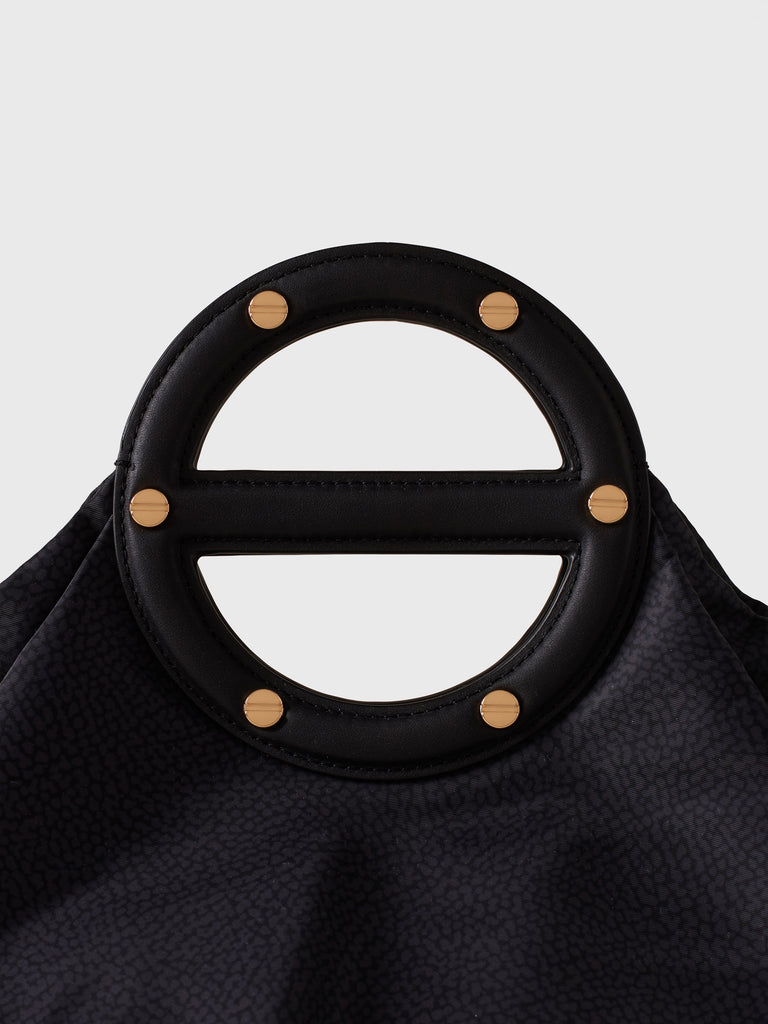 Op Recycled fabric and Leather Handbag - VIS A VIS BOWLER BAG MEDIUM - Borbonese