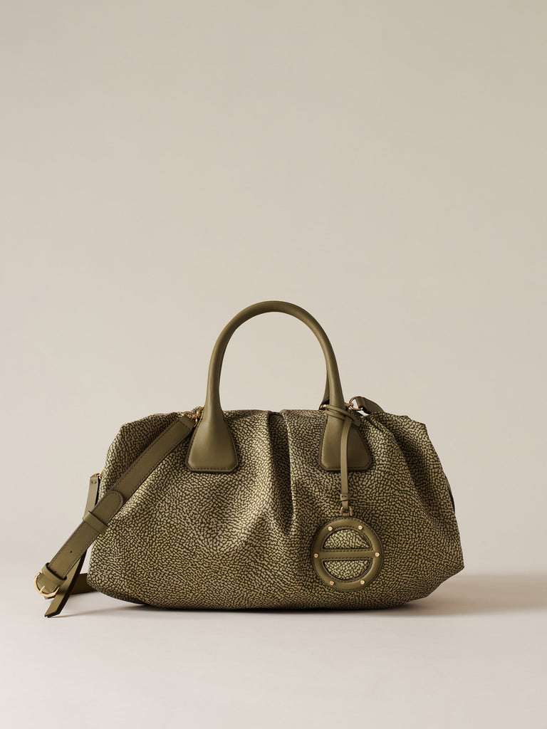 Borsa a mano in Tessuto riciclato Op e Pelle - VIS A VIS BAULETTO LARGE - Borbonese