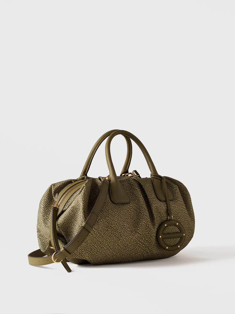 Borsa a mano in Tessuto riciclato Op e Pelle - VIS A VIS BAULETTO LARGE - Borbonese