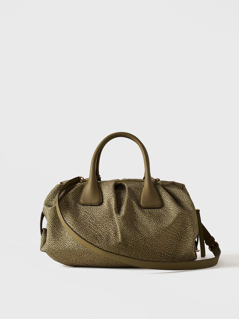 Borsa a mano in Tessuto riciclato Op e Pelle - VIS A VIS BAULETTO LARGE - Borbonese