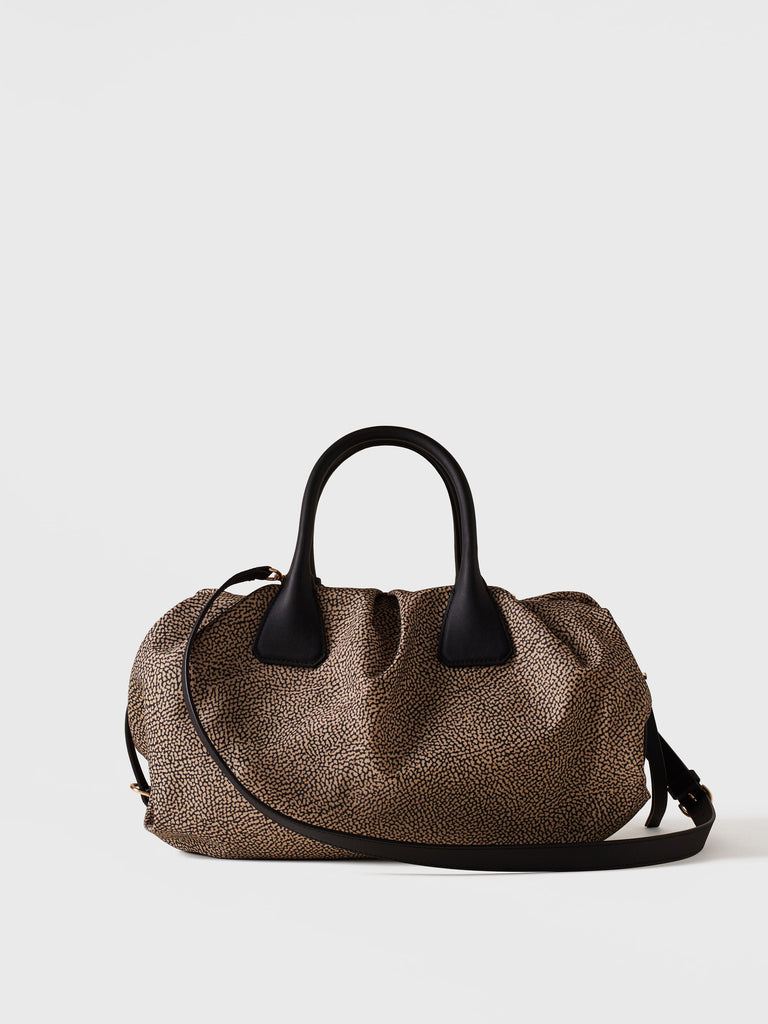 Borsa a mano in Tessuto riciclato Op e Pelle - VIS A VIS BAULETTO LARGE - Borbonese