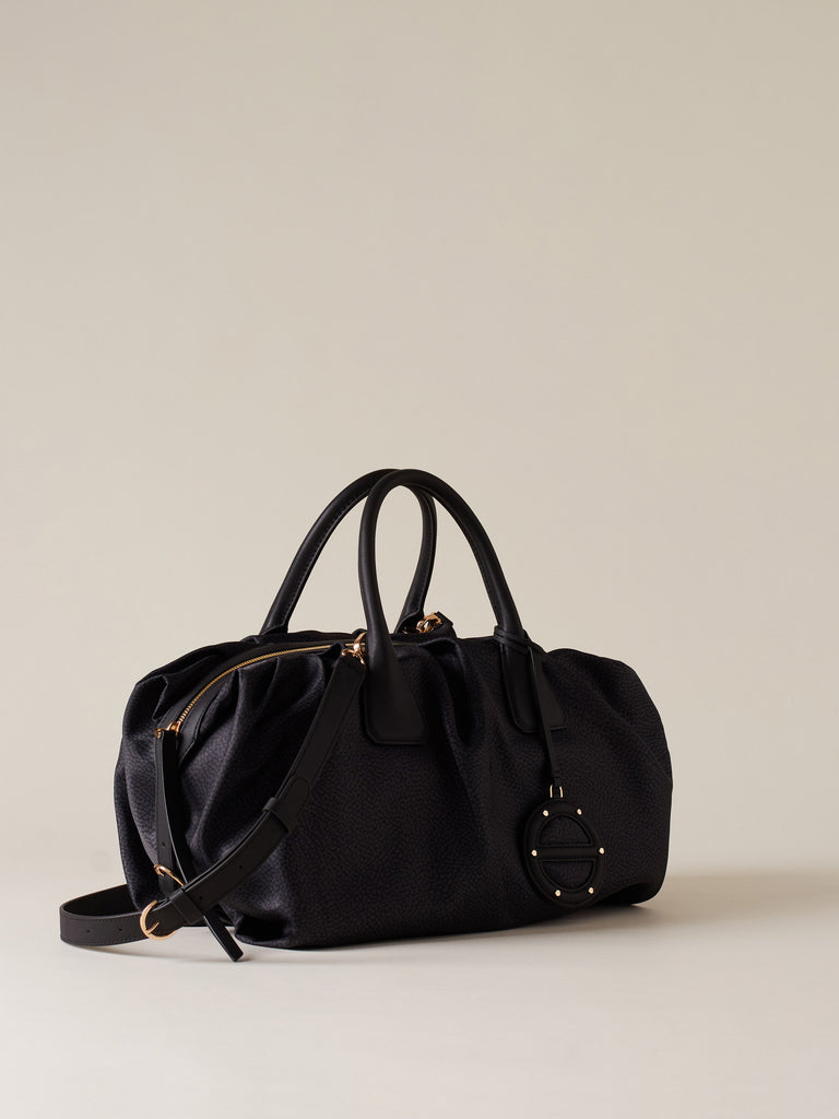 Borsa a mano in Tessuto riciclato Op e Pelle - VIS A VIS BAULETTO LARGE - Borbonese