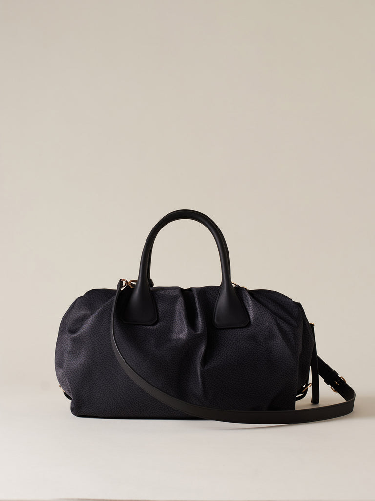 Borsa a mano in Tessuto riciclato Op e Pelle - VIS A VIS BAULETTO LARGE - Borbonese