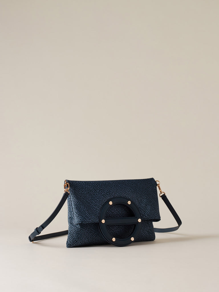 Borsa a tracolla in Tessuto riciclato Op e Pelle - VIS A VIS TRACOLLA SMALL - Borbonese