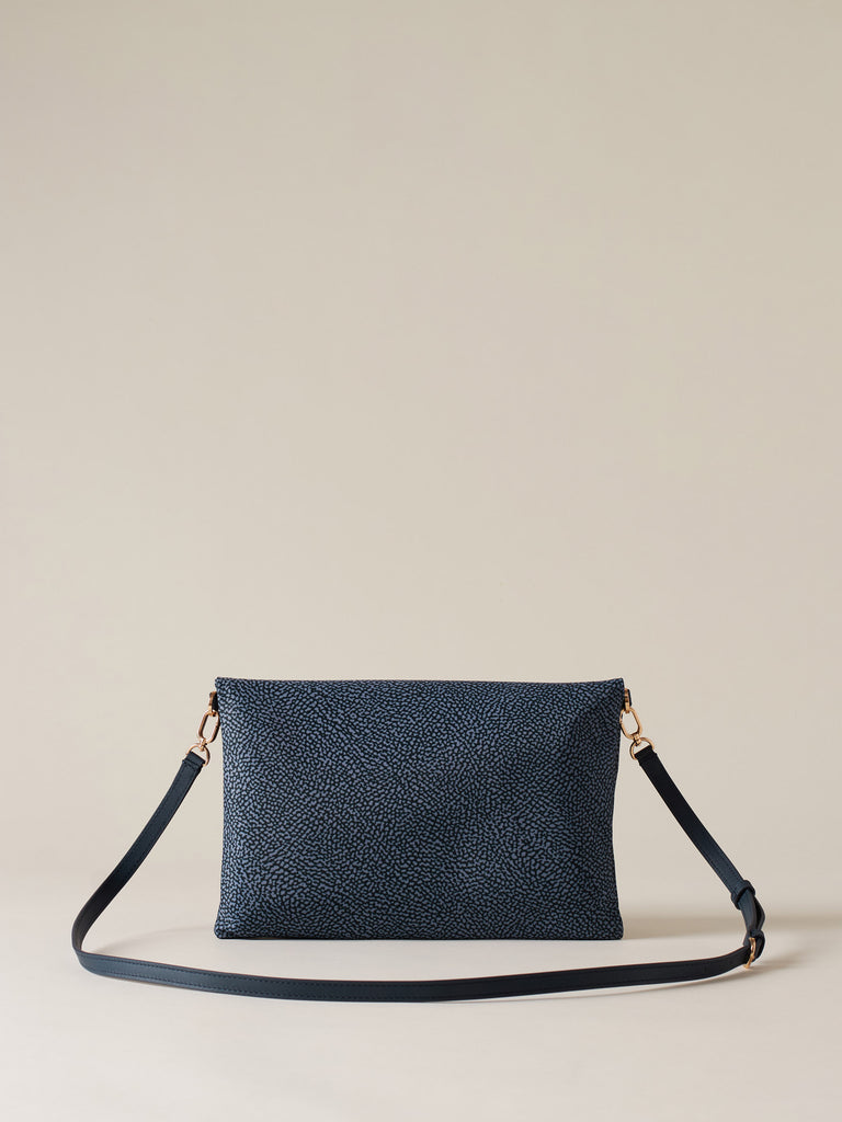 Borsa a tracolla in Tessuto riciclato Op e Pelle - VIS A VIS TRACOLLA SMALL - Borbonese
