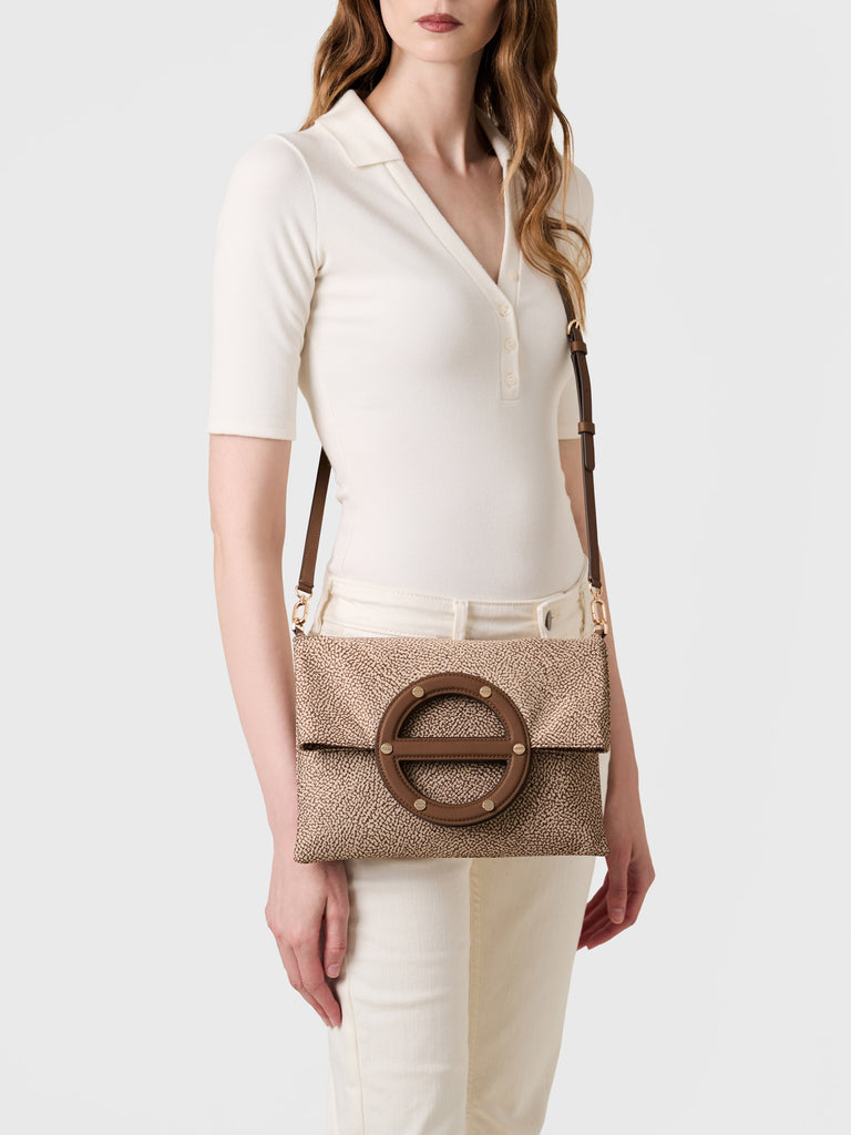 Op Recycled fabric and Leather Crossbody bag - VIS A VIS SMALL SHOULDER BAG - Borbonese