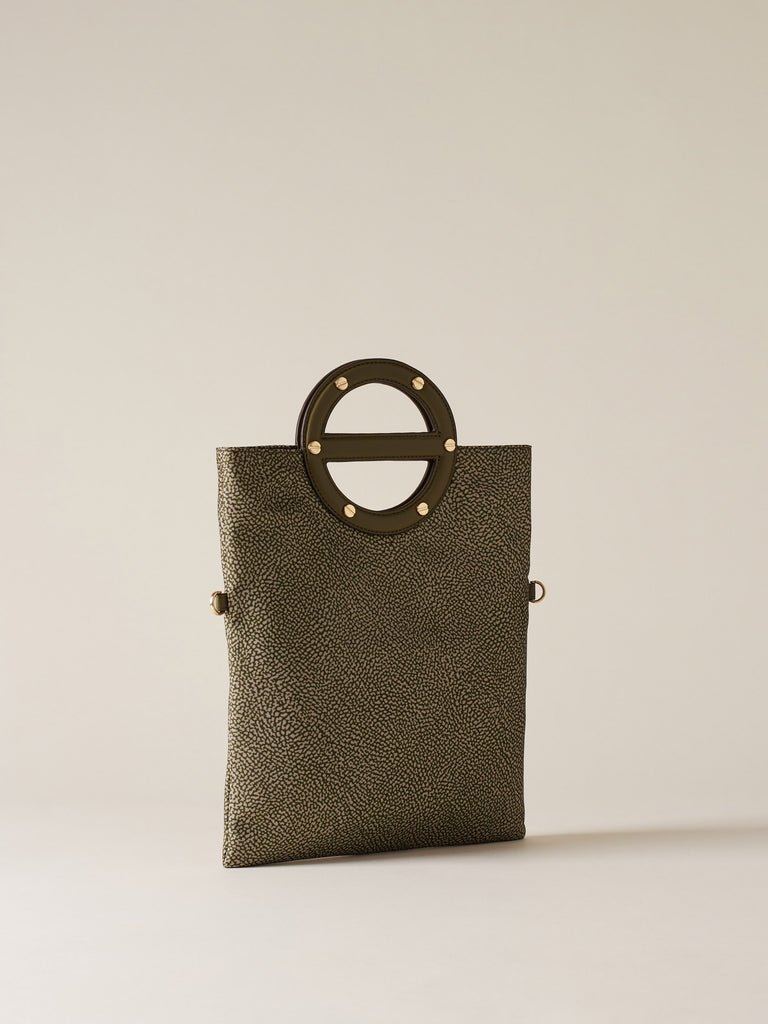 Borsa a tracolla in Tessuto riciclato Op e Pelle - VIS A VIS TRACOLLA SMALL - Borbonese