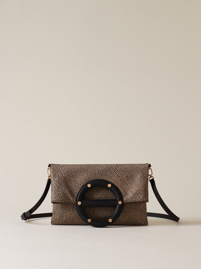 Borsa a tracolla in Tessuto riciclato Op e Pelle - VIS A VIS TRACOLLA SMALL - Borbonese