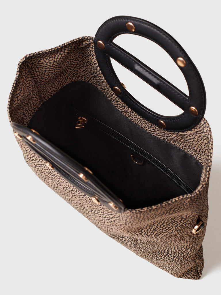 Borsa a tracolla in Tessuto riciclato Op e Pelle - VIS A VIS TRACOLLA SMALL - Borbonese