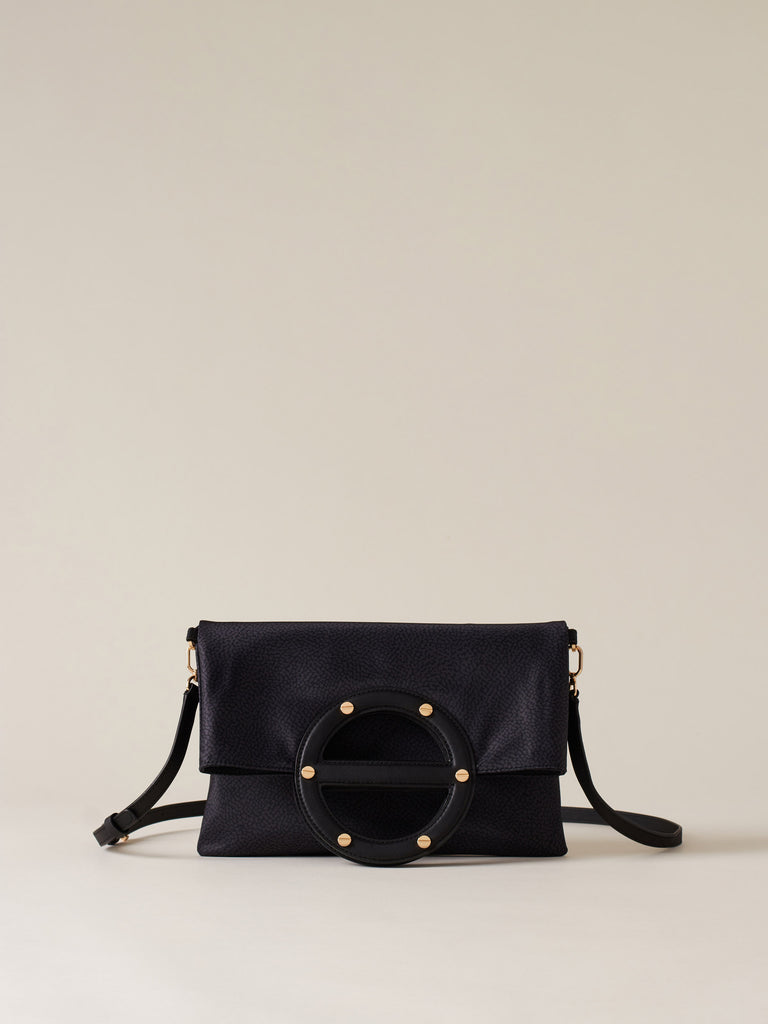 Borsa a tracolla in Tessuto riciclato Op e Pelle - VIS A VIS TRACOLLA SMALL - Borbonese