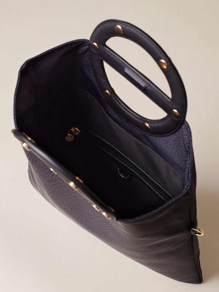 Borsa a tracolla in Tessuto riciclato Op e Pelle - VIS A VIS TRACOLLA SMALL - Borbonese