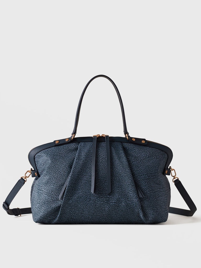 Borsa shopping di Tessuto riciclato Op e Pelle - FRAME BORSA BAULETTO MEDIUM - Borbonese