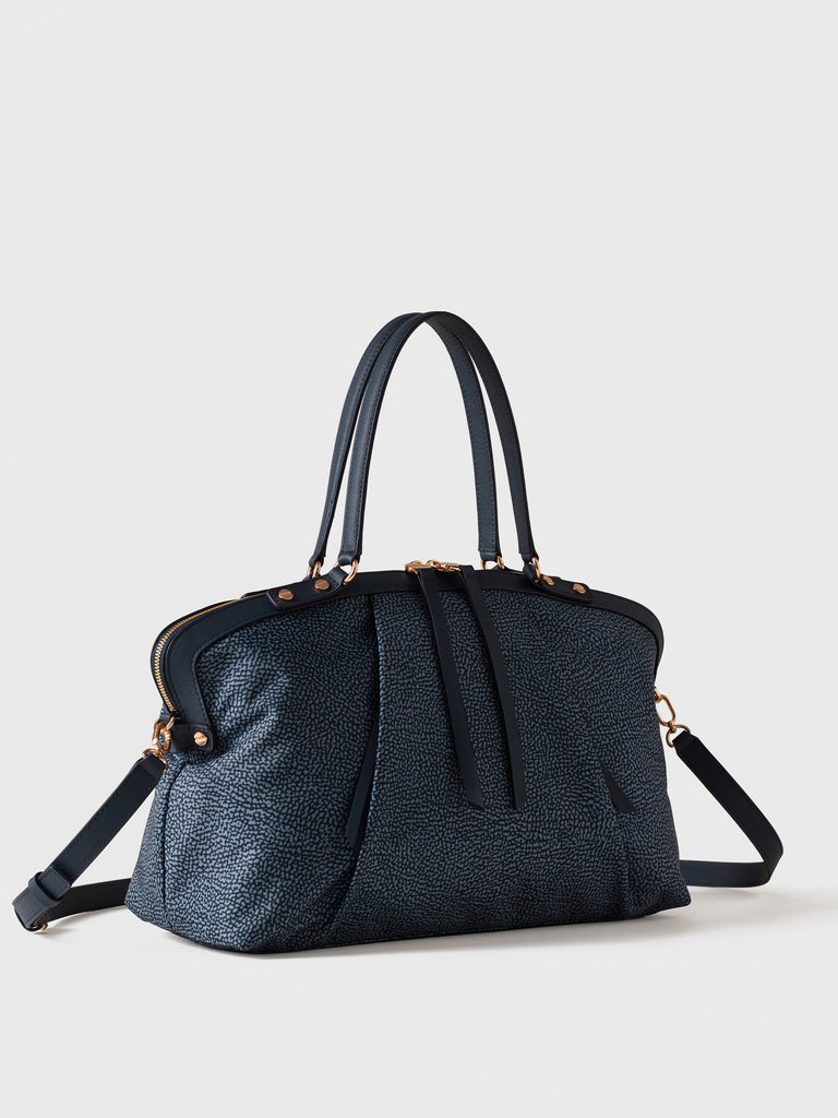 Borsa shopping di Tessuto riciclato Op e Pelle - FRAME BORSA BAULETTO MEDIUM - Borbonese