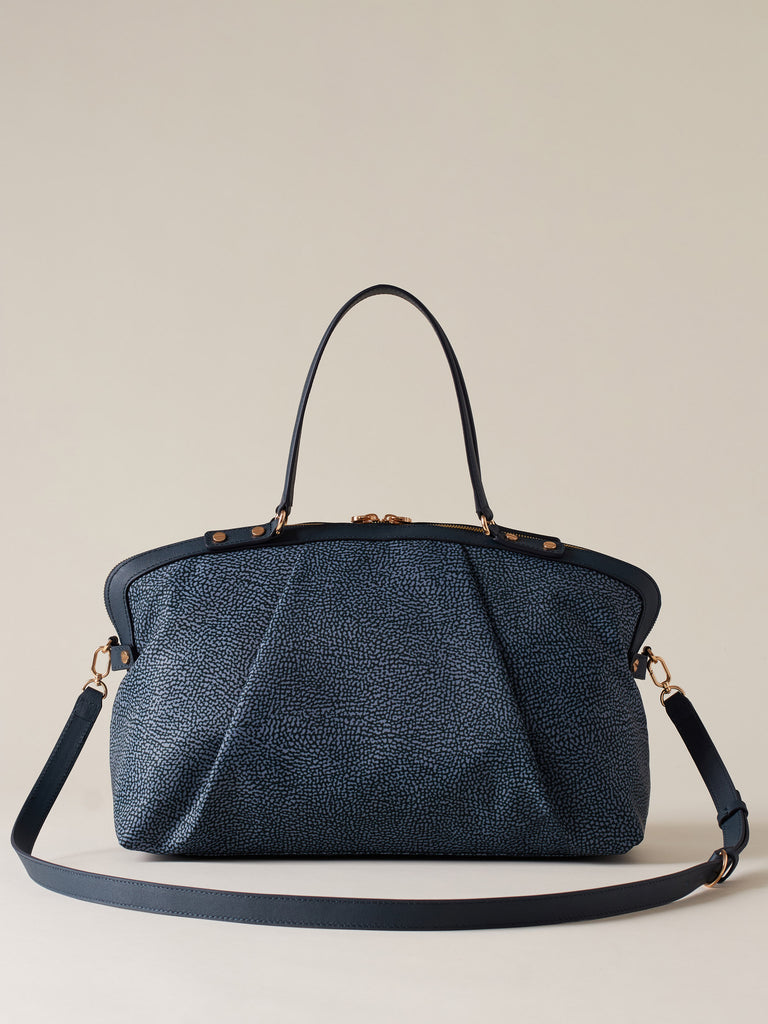 Borsa shopping di Tessuto riciclato Op e Pelle - FRAME BORSA BAULETTO MEDIUM - Borbonese