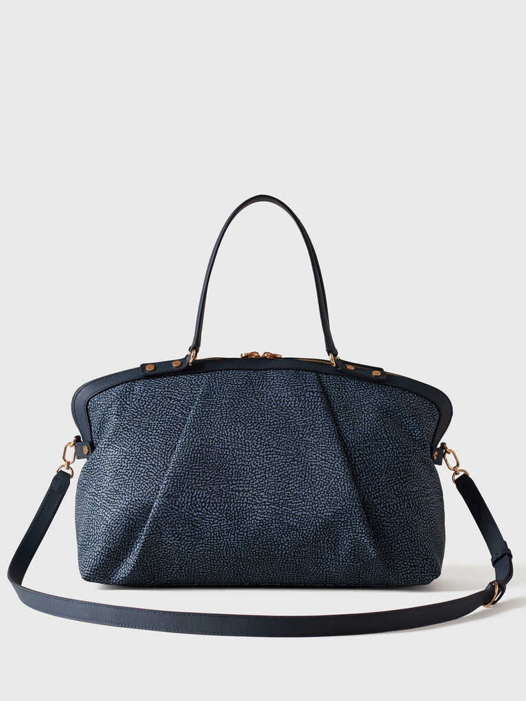 Borsa shopping di Tessuto riciclato Op e Pelle - FRAME BORSA BAULETTO MEDIUM - Borbonese