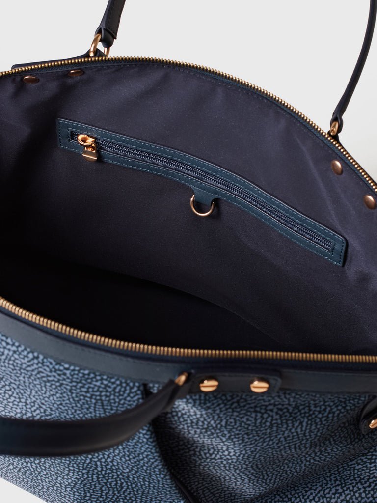 Borsa shopping di Tessuto riciclato Op e Pelle - FRAME BORSA BAULETTO MEDIUM - Borbonese