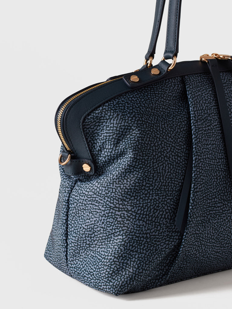 Borsa shopping di Tessuto riciclato Op e Pelle - FRAME BORSA BAULETTO MEDIUM - Borbonese