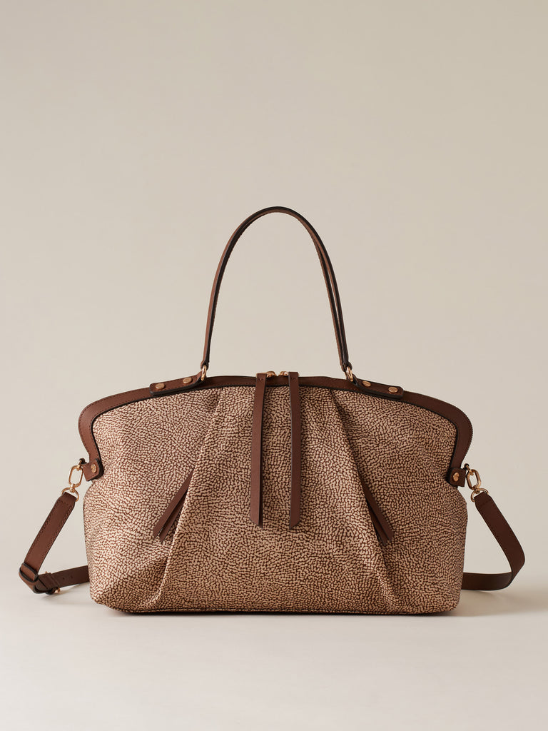 Borsa shopping di Tessuto riciclato Op e Pelle - FRAME BORSA BAULETTO MEDIUM - Borbonese