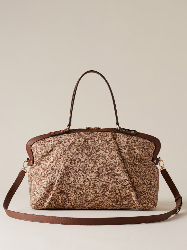 Borsa shopping di Tessuto riciclato Op e Pelle - FRAME BORSA BAULETTO MEDIUM - Borbonese