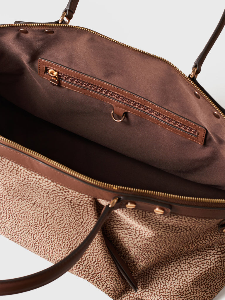 Borsa shopping di Tessuto riciclato Op e Pelle - FRAME BORSA BAULETTO MEDIUM - Borbonese