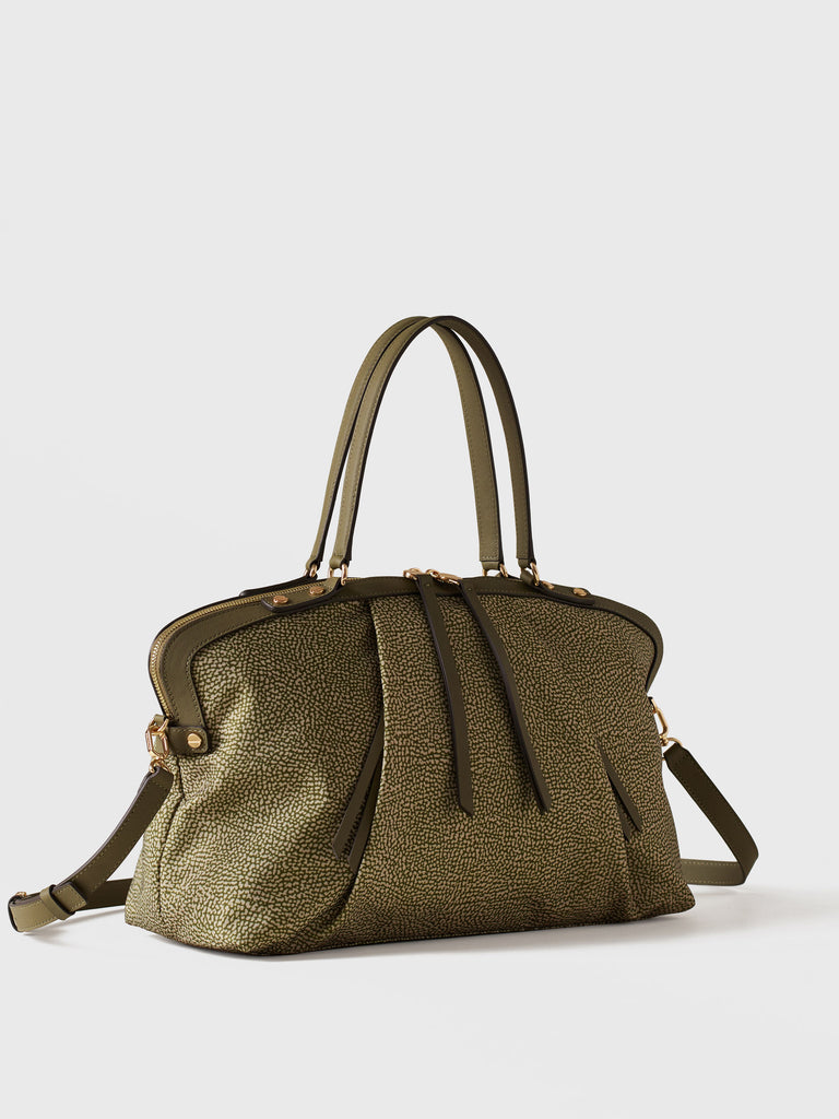 Borsa shopping di Tessuto riciclato Op e Pelle - FRAME BORSA BAULETTO MEDIUM - Borbonese