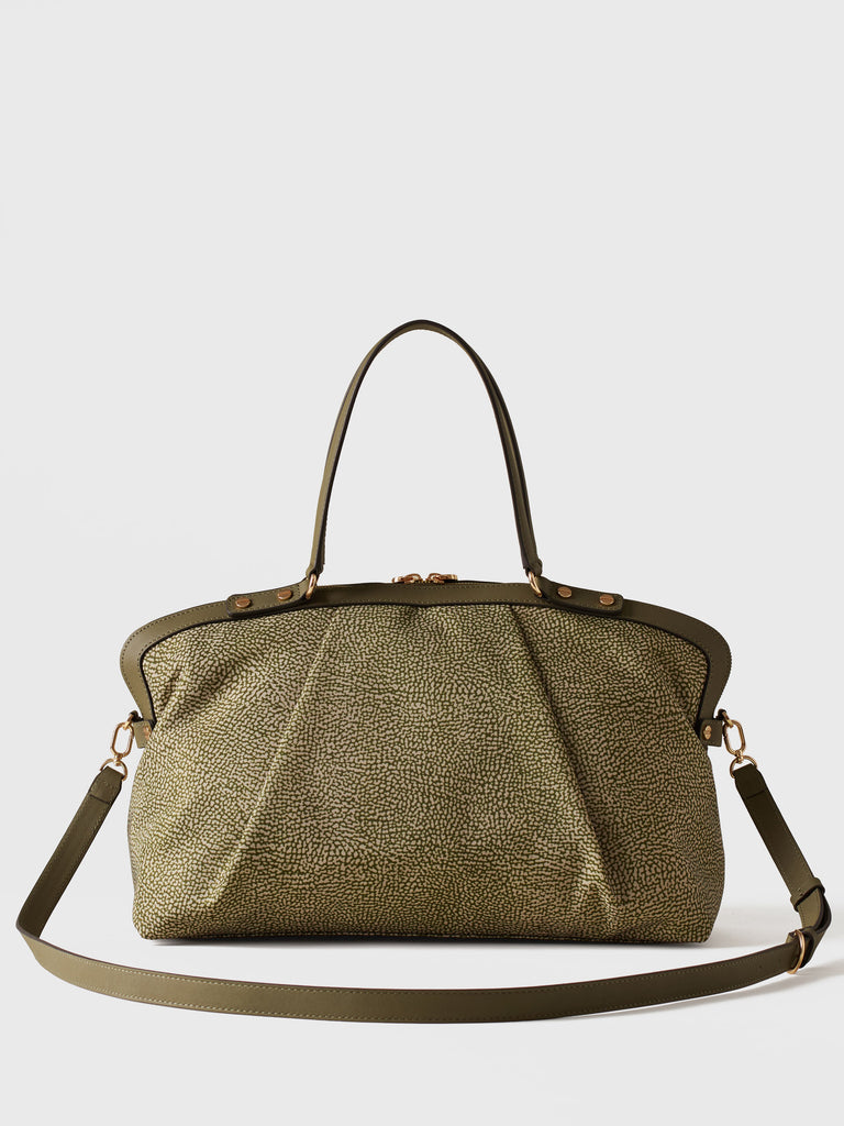 Borsa shopping di Tessuto riciclato Op e Pelle - FRAME BORSA BAULETTO MEDIUM - Borbonese