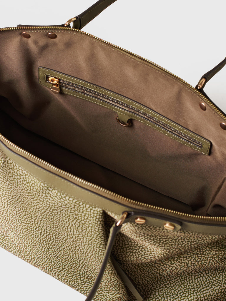 Borsa shopping di Tessuto riciclato Op e Pelle - FRAME BORSA BAULETTO MEDIUM - Borbonese