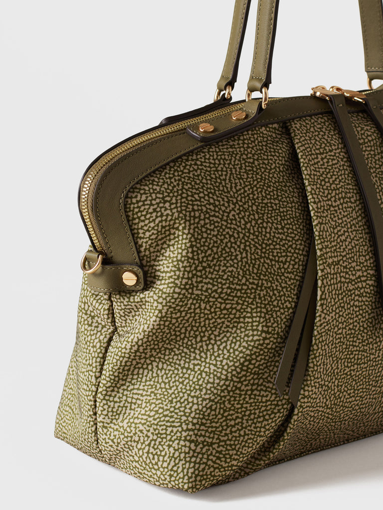 Borsa shopping di Tessuto riciclato Op e Pelle - FRAME BORSA BAULETTO MEDIUM - Borbonese