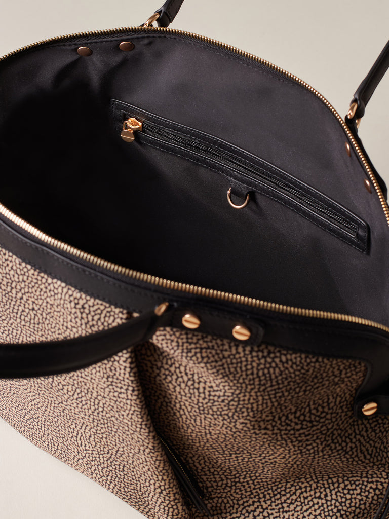 Borsa shopping di Tessuto riciclato Op e Pelle - FRAME BORSA BAULETTO MEDIUM - Borbonese