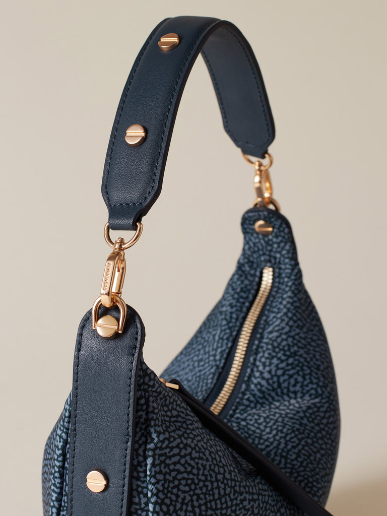 Borsa a mano di Tessuto riciclato Op e Pelle - FRAME BORSA HOBO SMALL - Borbonese