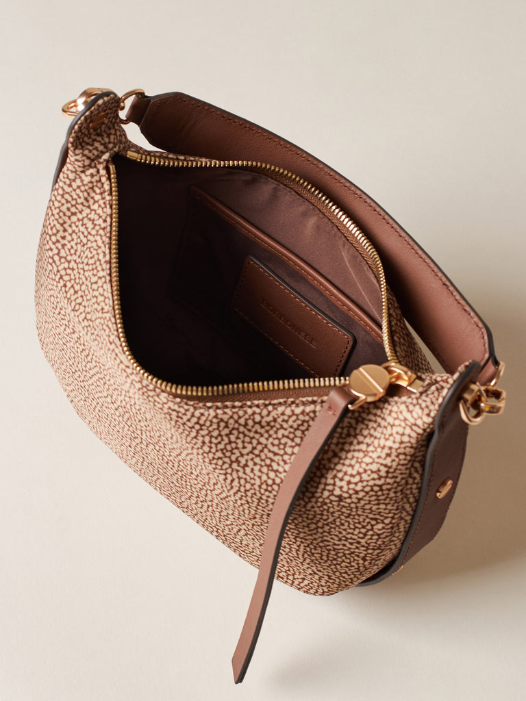 Borsa a mano di Tessuto riciclato Op e Pelle - FRAME BORSA HOBO SMALL - Borbonese