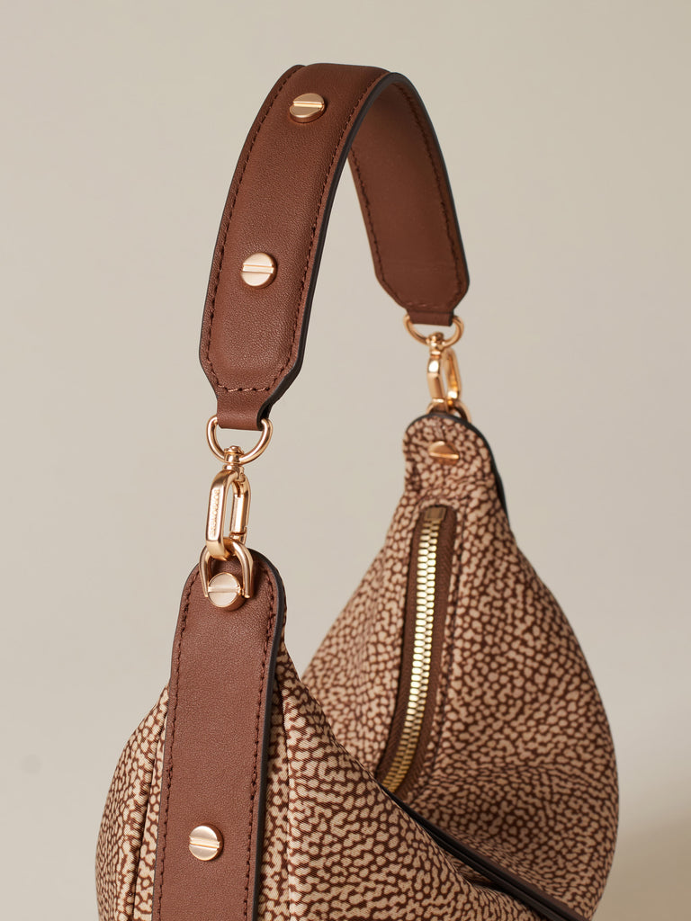 Borsa a mano di Tessuto riciclato Op e Pelle - FRAME BORSA HOBO SMALL - Borbonese