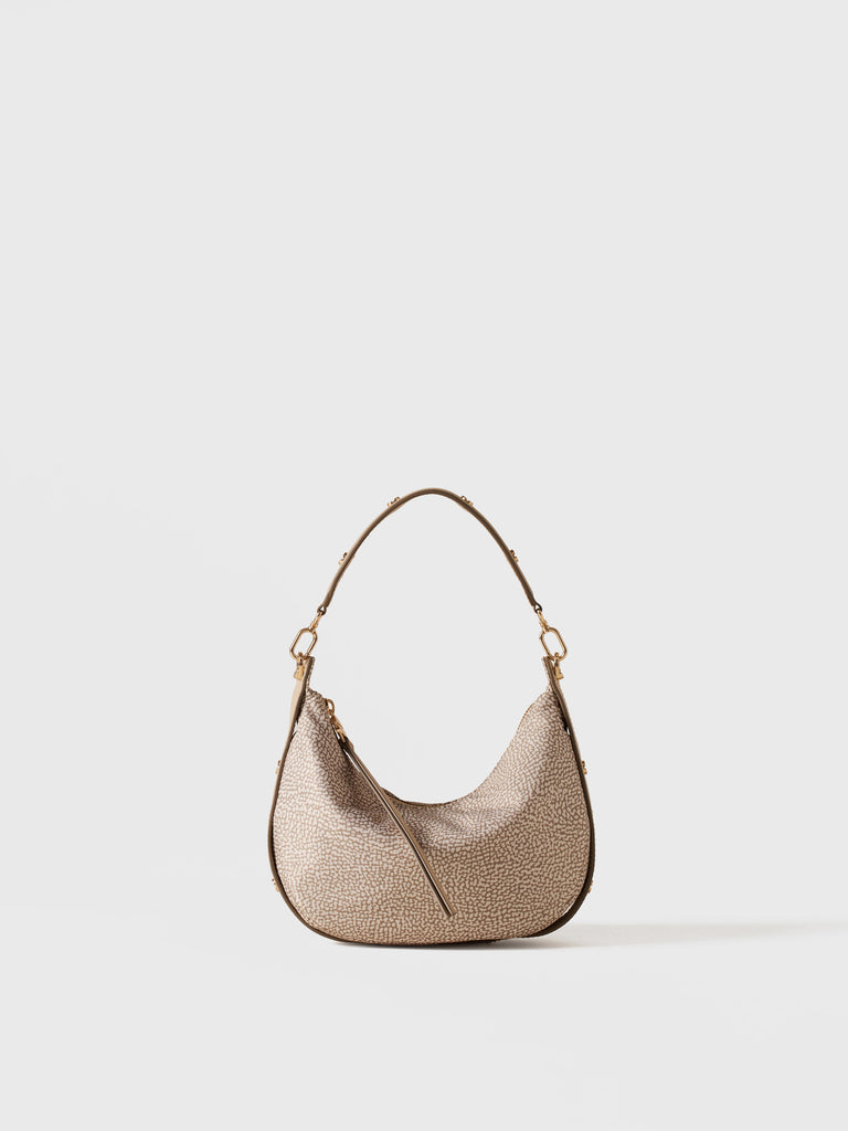 Op Recycled fabric and letaher Handbag - FRAME HOBO BAG SMALL - Borbonese
