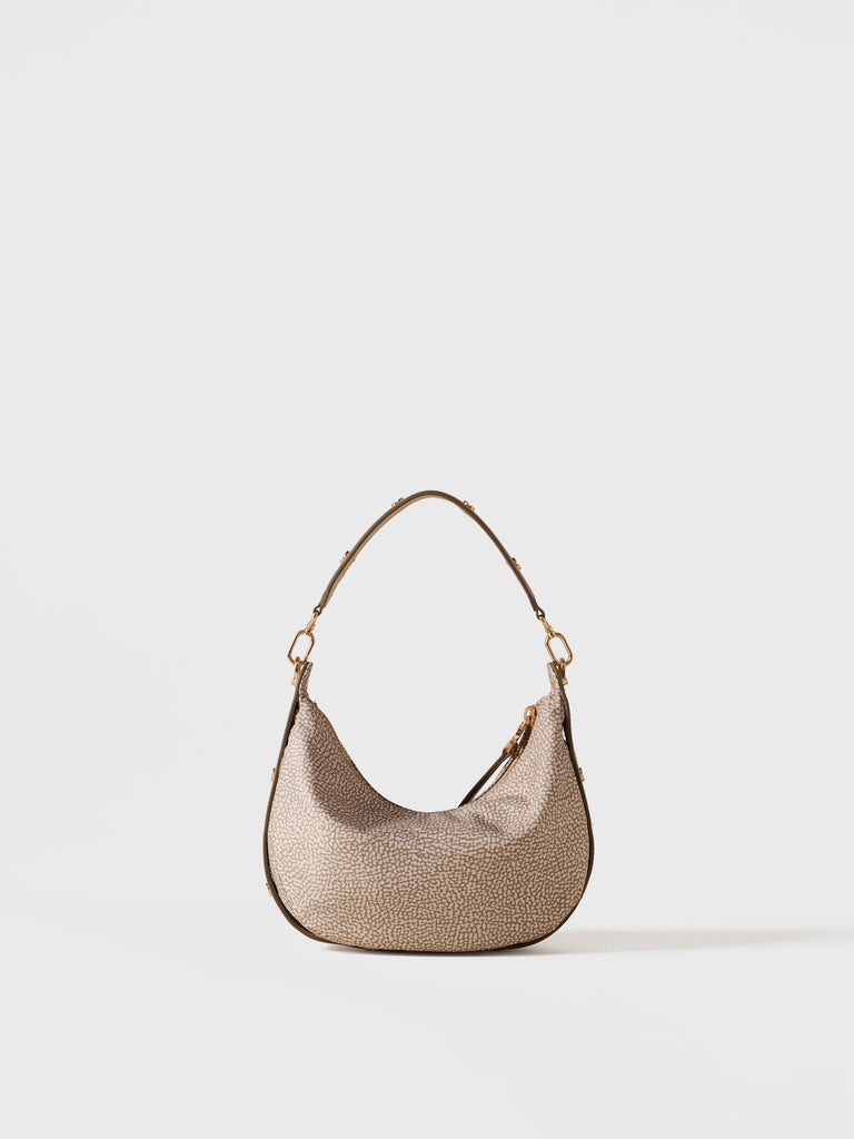 Op Recycled fabric and letaher Handbag - FRAME HOBO BAG SMALL - Borbonese