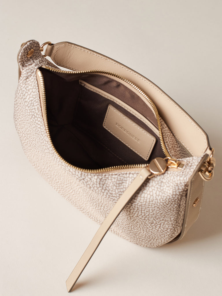 Borsa a mano di Tessuto riciclato Op e Pelle - FRAME BORSA HOBO SMALL - Borbonese