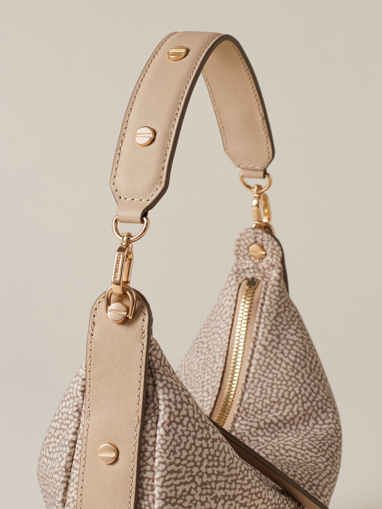 Borsa a mano di Tessuto riciclato Op e Pelle - FRAME BORSA HOBO SMALL - Borbonese